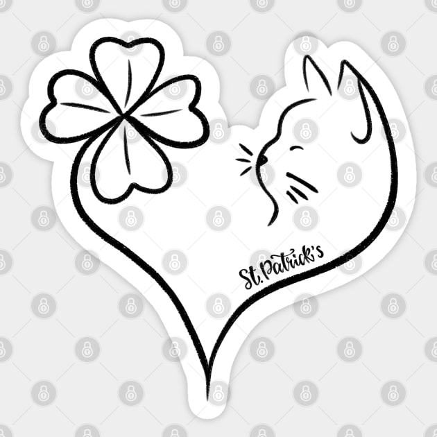 St Patrick's clover cat Sticker by Smoky Lemon